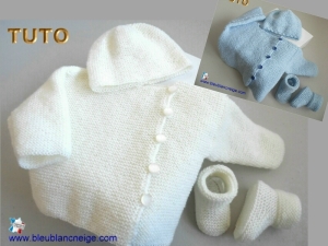 Brassiere bonnet et chaussons bb modele layette bebe patron a tricoter tuto