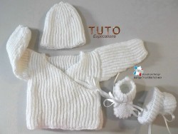 Ensemble bb Bergere de France calinou modele layette bebe patron a tricoter tuto